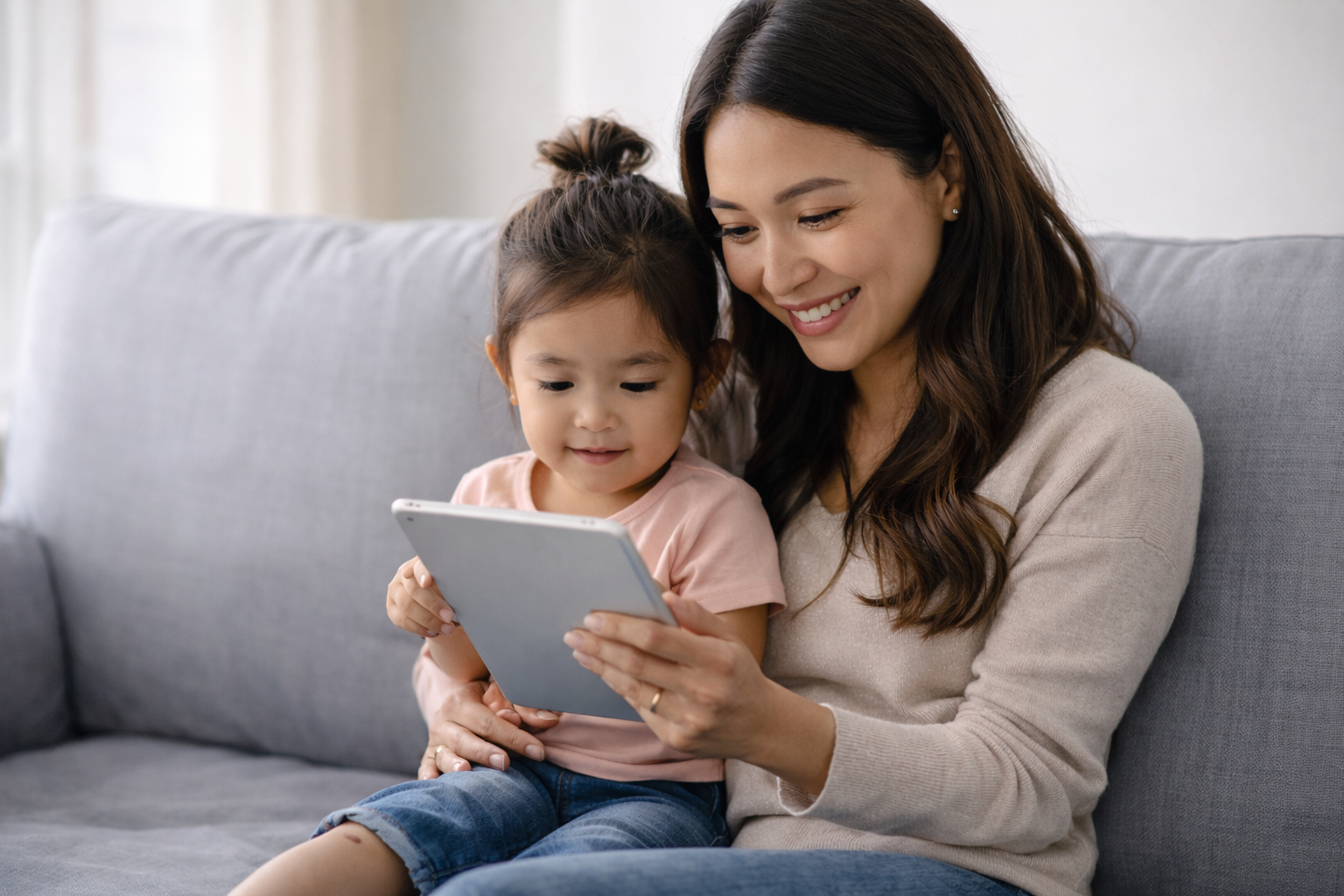 Child using a device for screen time tracking